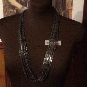 Long Gun Metal Chain Link Necklace